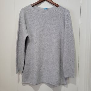 J.Mclaughlin Grey Ribbed Knit Cashmere Blend Sweater Size Small